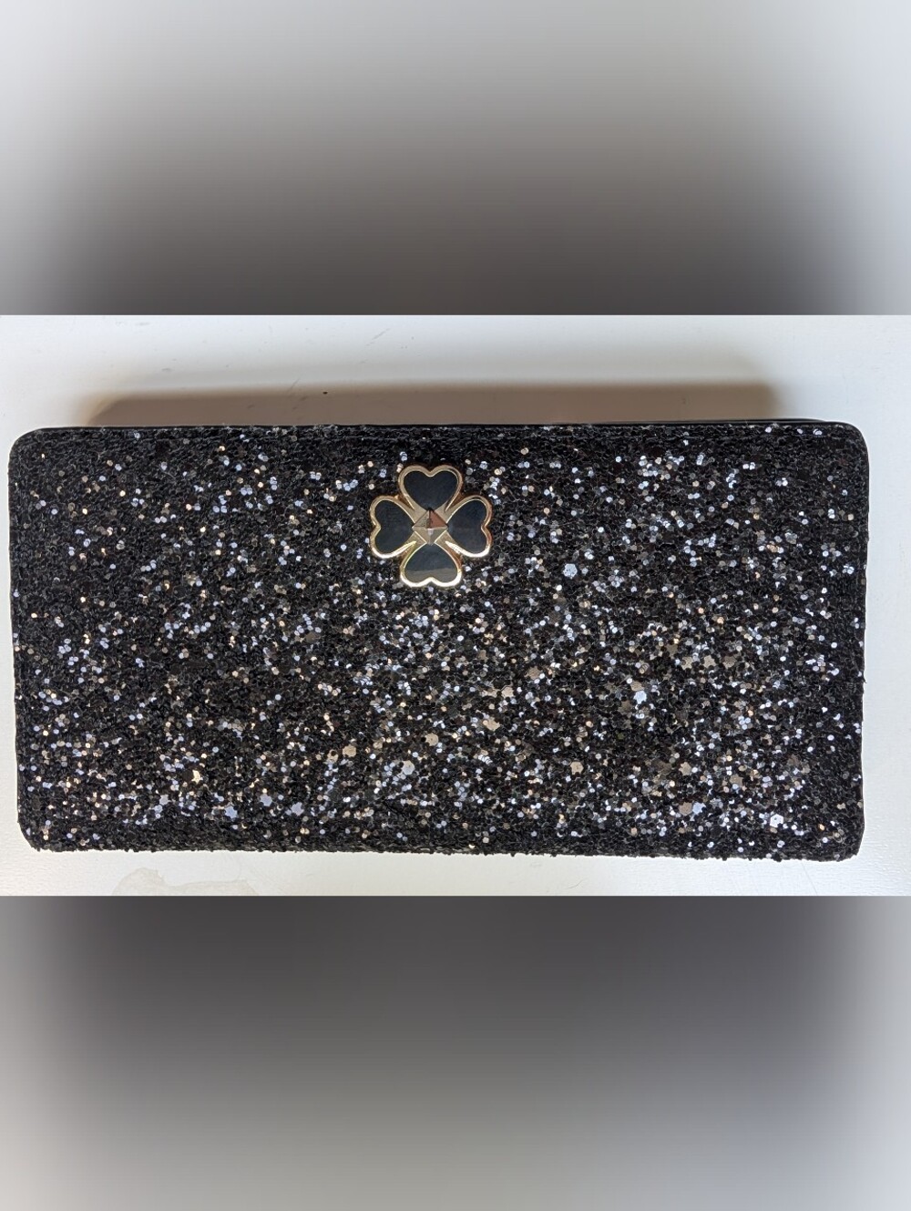 NWT Kate Spade Odette Black Sparkly Bifold Wallet